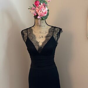 St John Collection Black Knit and Lace Dress